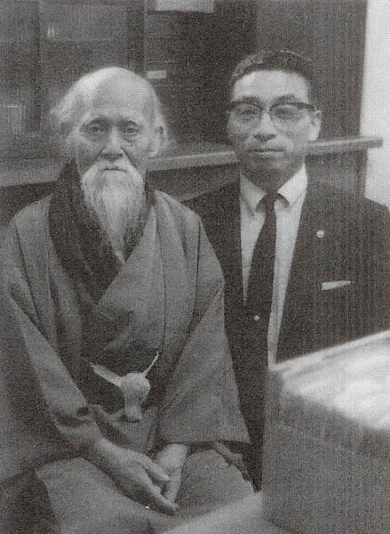 Masando Sasaki Shihan with Morihei Ueshiba O-Sensei around Showa year 44 (1969)